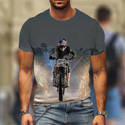 Fashion Street Motorcycle Men T-Shirts Hot Selling Locomotive Pattern 3D Printed Short Sleeve Tees Moto & Biker Hip Hop Man Tops