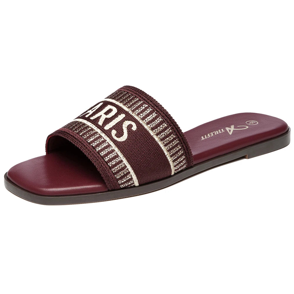 Summer Women Letter Flat Sandals Casual Comfortable Slip Slide 2024 Fashion Vintage Slippers Shoes Classic New