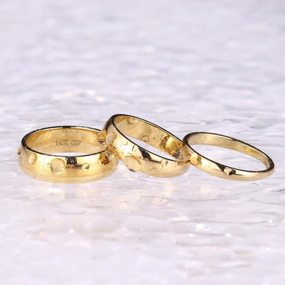 14K Gold Plated Ring for Women Men Thick Thin Pinky Thumb Ring Wedding Band Ring Non Tarnish Plain Domed Comfort Fit Size 6 -10