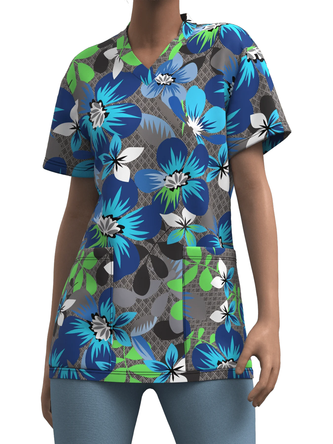 Nurse Uniform Woman Heart Bow Print Casual V Neck Health Care Medico Tops Micro-Elastic Short-SleeveClinical Uniform Clothing