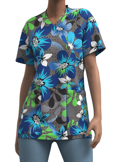 Nurse Uniform Woman Heart Bow Print Casual V Neck Health Care Medico Tops Micro-Elastic Short-SleeveClinical Uniform Clothing