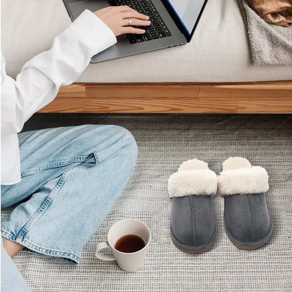 Litfun Fuzzy Platform Slippers For Women Winter Warm House Shoes With Memory Foam Outdoor Anti-Slip Fashion Fur Fluffy Slippers