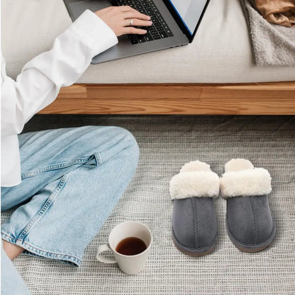Litfun Fuzzy Platform Slippers For Women Winter Warm House Shoes With Memory Foam Outdoor Anti-Slip Fashion Fur Fluffy Slippers