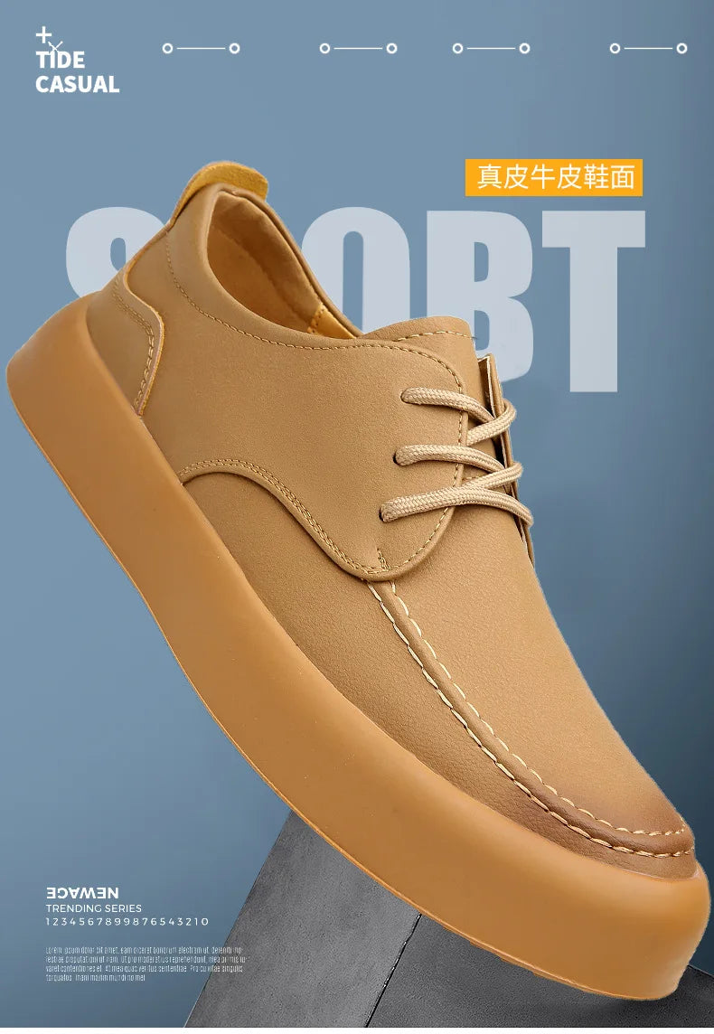 2026 Men Brogue Casual Shoes Men Genuine Leather Shoes Work Boots Business Casual Sneakers Work Personalized Fashionable Shoes