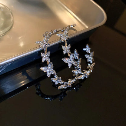 New Vintage Statement Gray Crystal Leaf Earrings for Women Fashion Unique Accessories Party Jewelry Birthday Anniversary Gifts