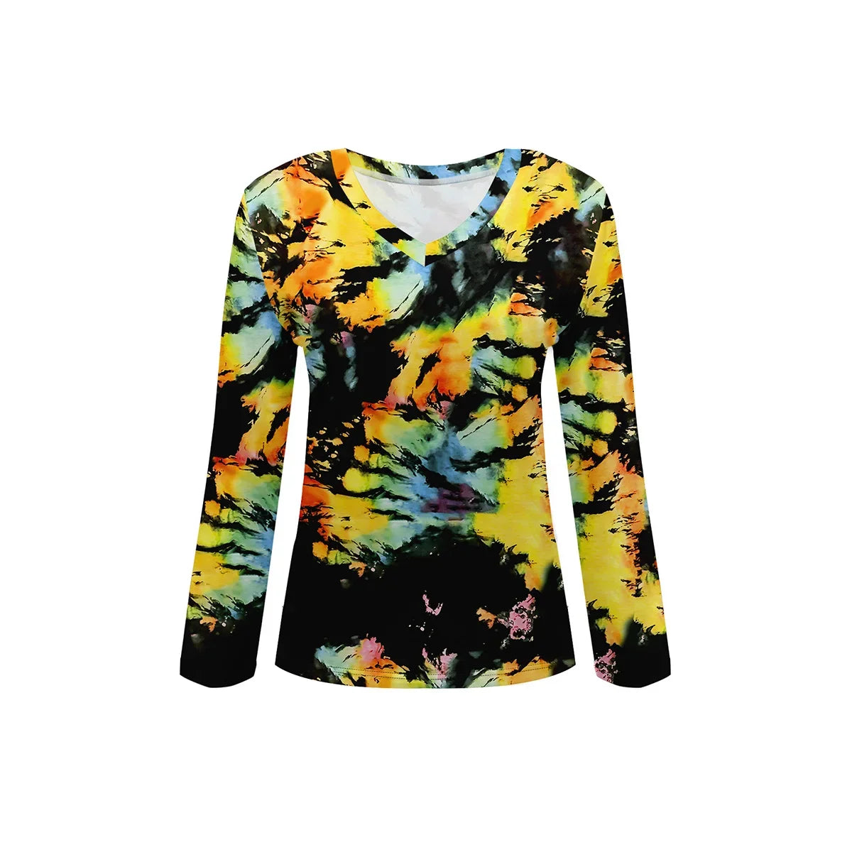 Summer new fashion 2025 women's casual long-sleeved printed T-shirt