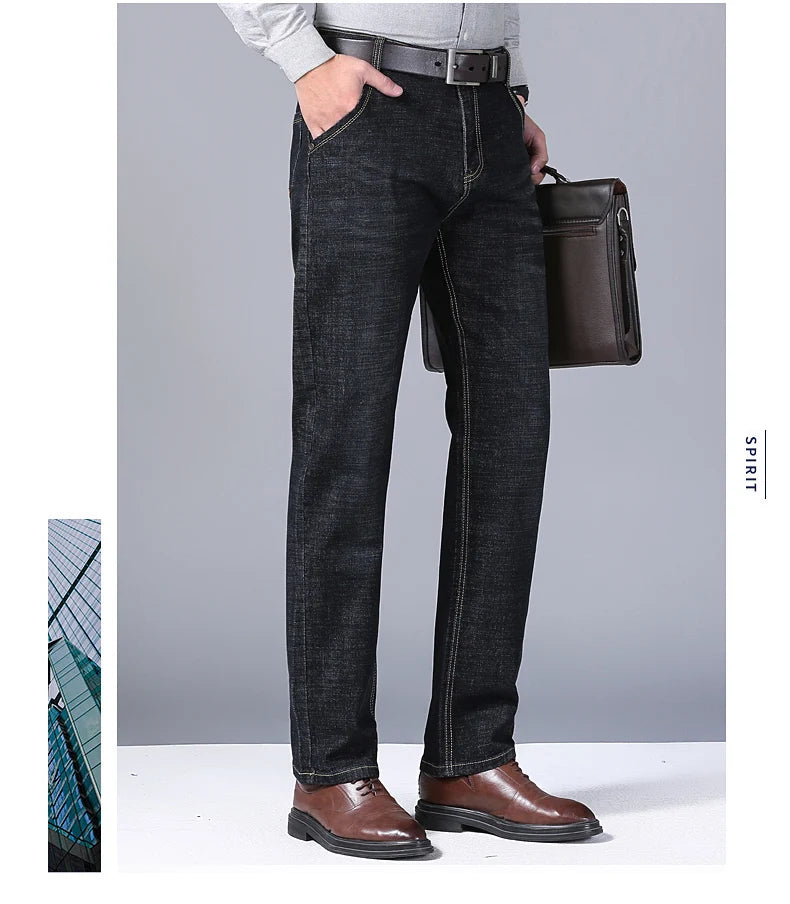 Autumn new men's micro elastic straight leg denim pants with shape and skin friendly business men's pants in multiple sizes