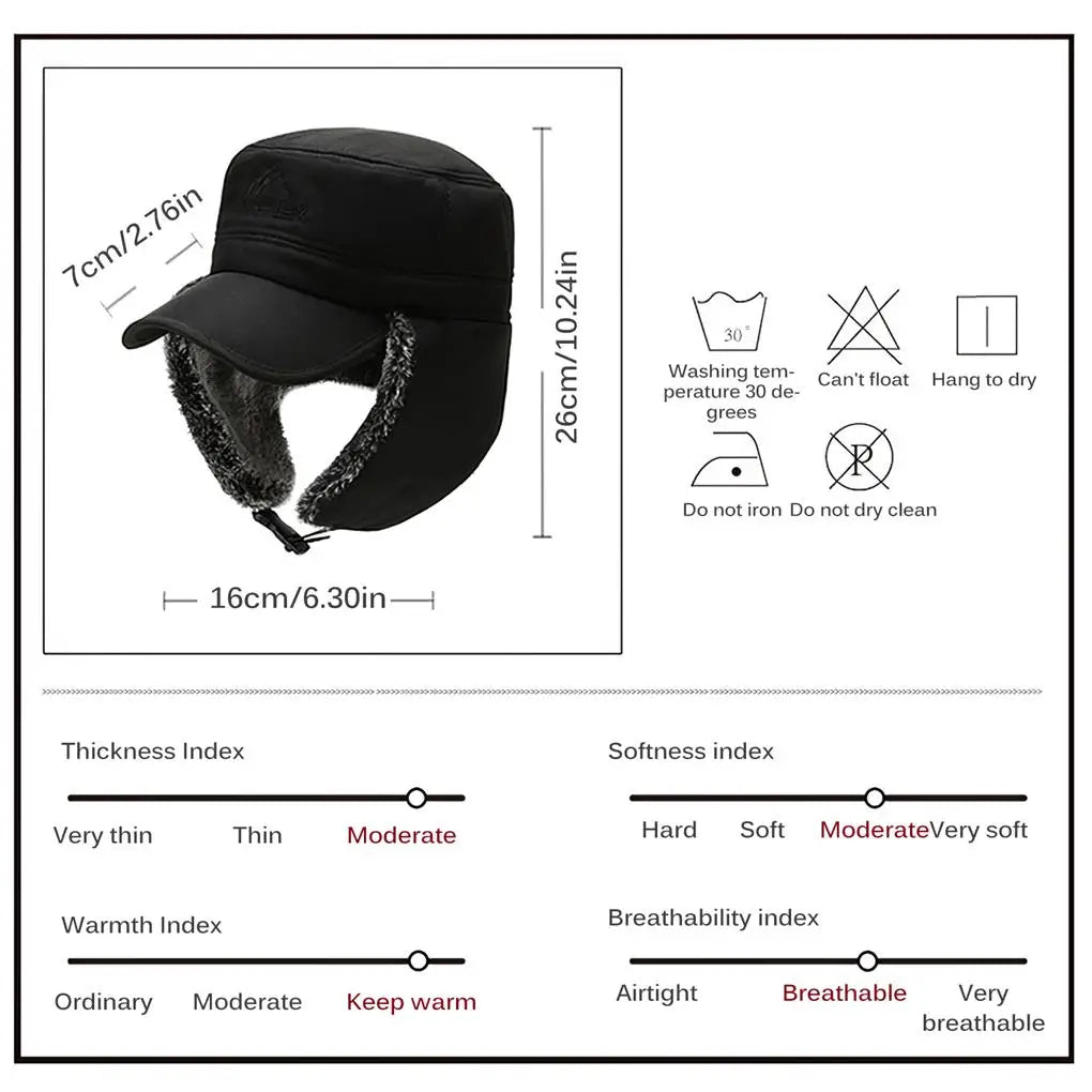 Fishing Hat Windproof Ear Protection Comfortable Winter Thermal Caps