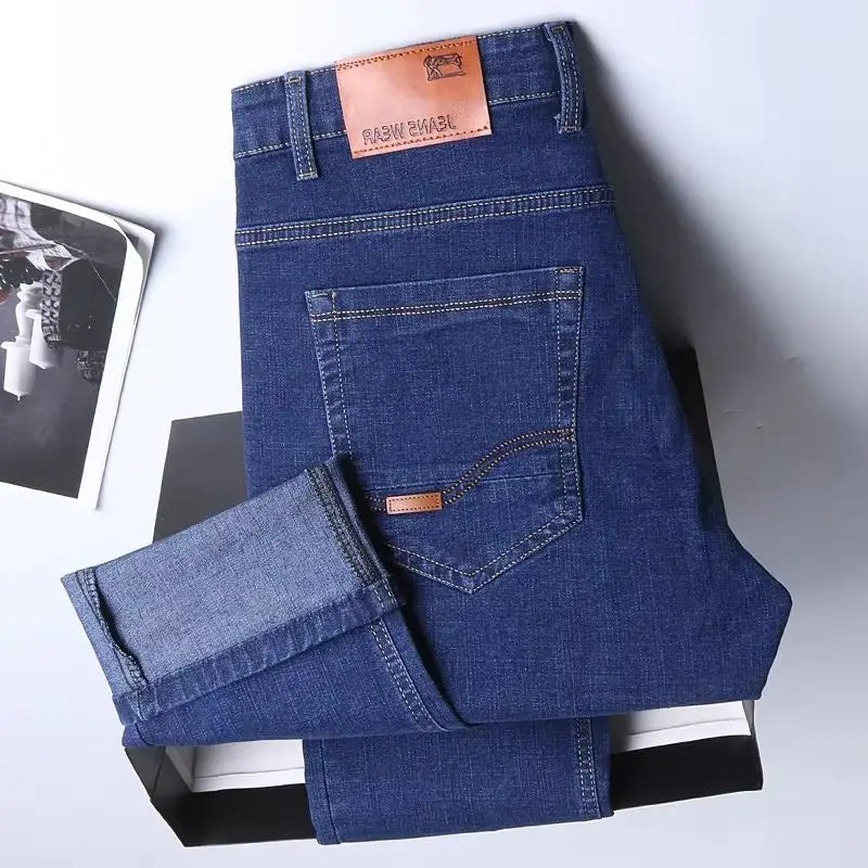 Autumn new men's micro elastic straight leg denim pants with shape and skin friendly business men's pants in multiple sizes