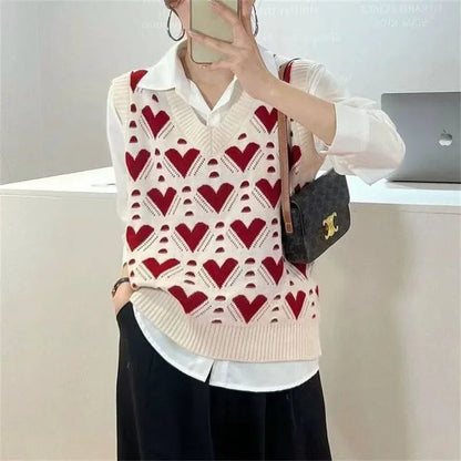 Fashion Women Vest Autumn Outerwear 2024 New Knitted Women's Autumn and Winter Sweater Korean Style V Collar Coat