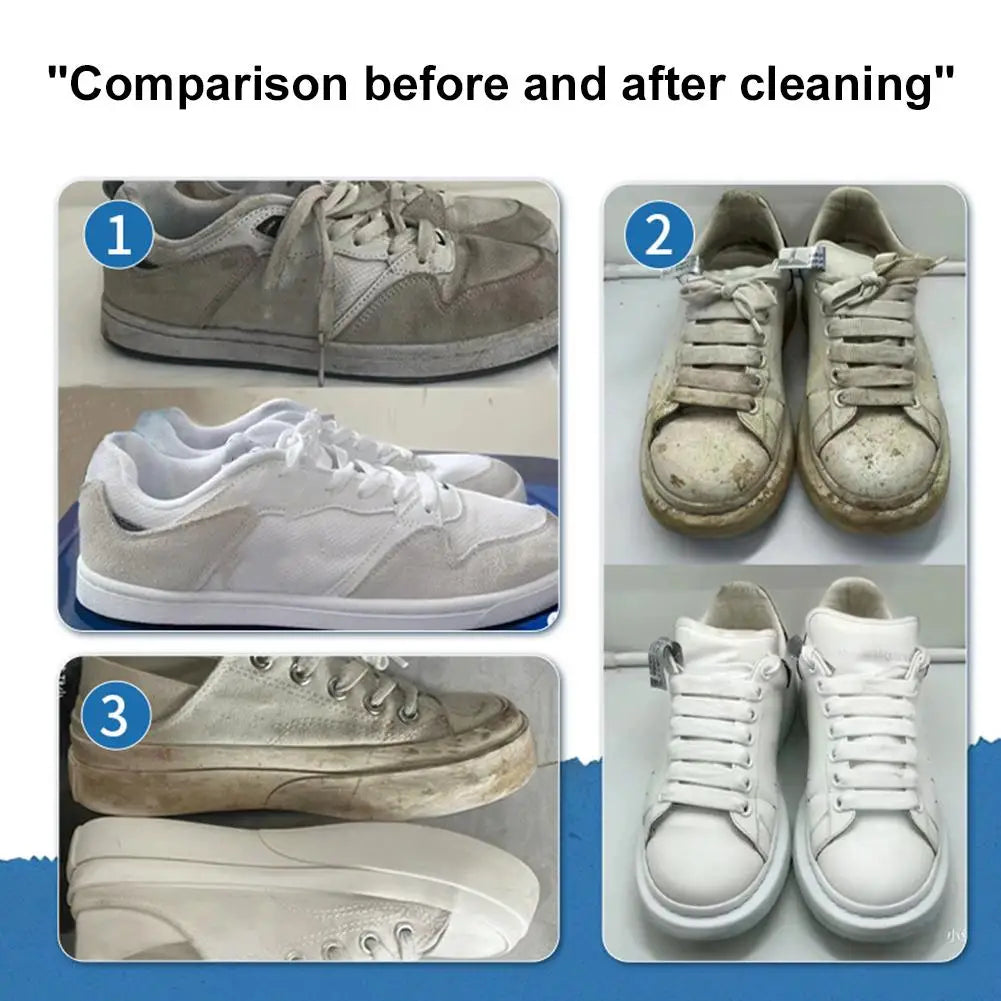White Shoe Cleaning Cream Multipurpose Solid Paste with Sponge Rinse-Free Stain Remover for Sneaker Canvas Leather Shoes Care