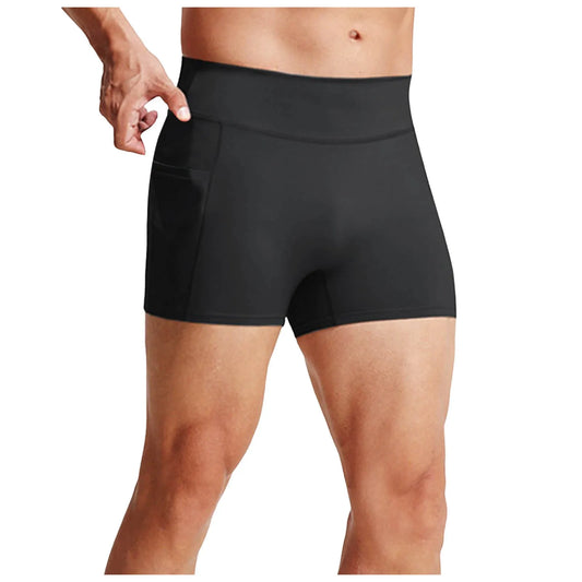 Men's Basic Quick Dry Sport Shorts Solid Color Breathable Moisture Wicking Athletic Boxer Briefs For Running Workout Fitness