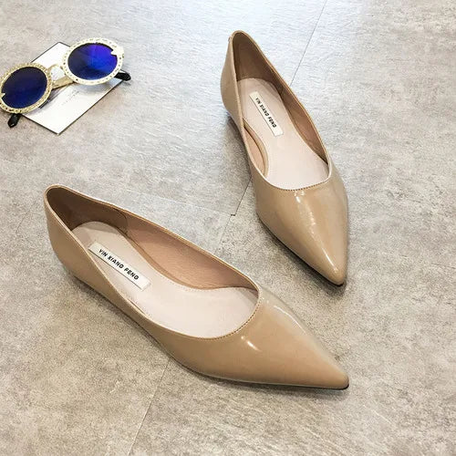 Flats Women's Shoes Yellow Net Brown Sugar Fruit Color Flat Shoes Shallow  Pointed Flat Heels Women's Shoes Large Size 43 44 45