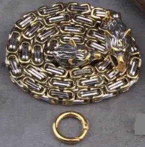 Stainless Steel Viking Wolf Head Square-link Chain with Round Clasp without Pendant with wooden box as christmas gift