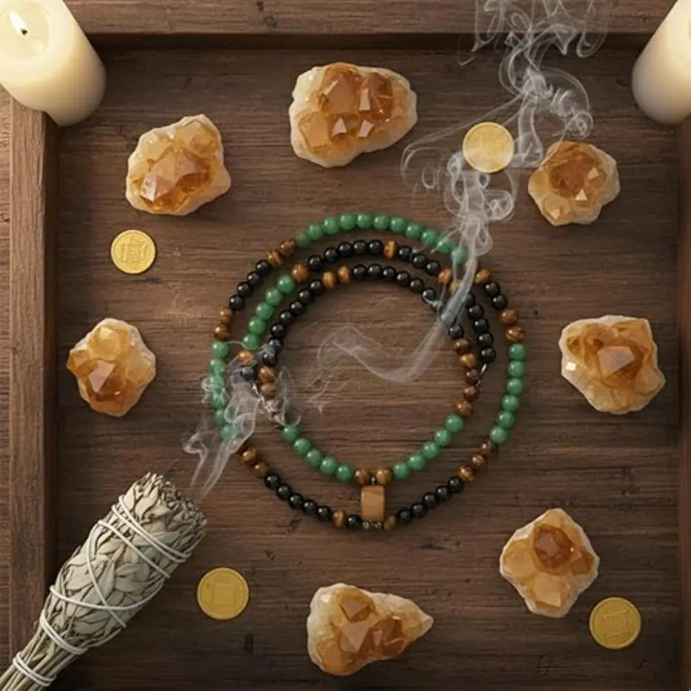 Tiger Eye Long Chain Necklace Bring Good Luck Green Aventurine Beaded Necklace Protection Beaded Long Chain Pendant Necklace