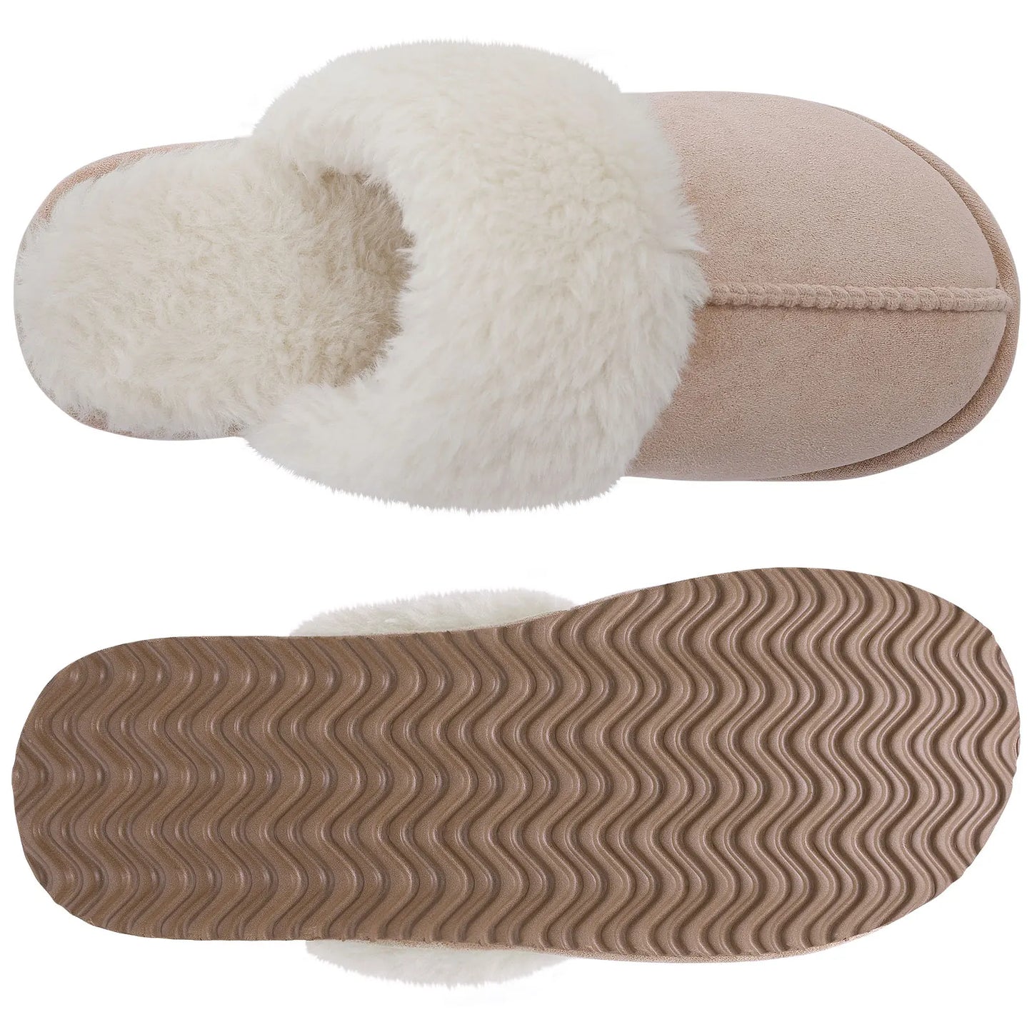 Litfun Fuzzy Platform Slippers For Women Winter Warm House Shoes With Memory Foam Outdoor Anti-Slip Fashion Fur Fluffy Slippers
