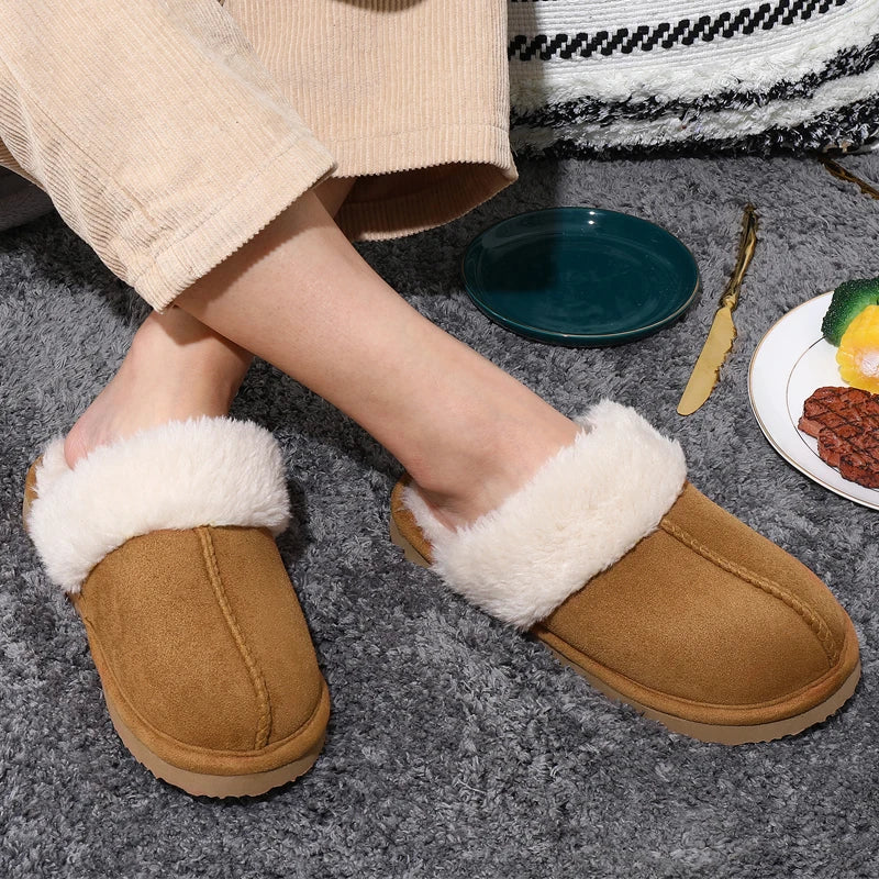 Litfun Fuzzy Platform Slippers For Women Winter Warm House Shoes With Memory Foam Outdoor Anti-Slip Fashion Fur Fluffy Slippers