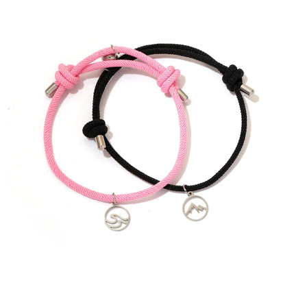Sea Mountain Bracelet Couple Stainless Steel Magnetic Gift Handmade Adjustable Forever Love Relationship Bracelet Friends