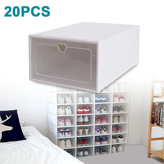 Plastic Fold Shoe Boxes Stackable Shoes Case Shoe Organizer Transparent Drawer Shoebox Thickened Dustproof Shoe Rack Organizer