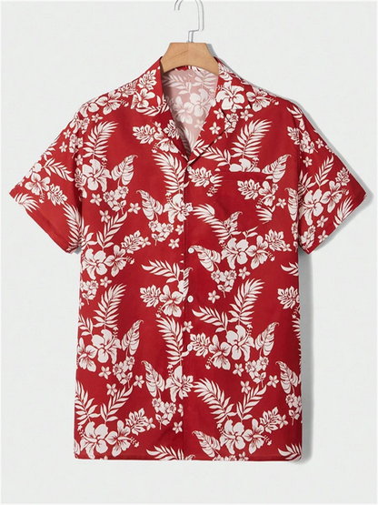 Summer men's new tropical 3D printing lapel short-sleeved shirt Hawaiian casual daily wearing large size XS-5XL