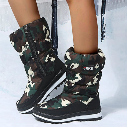 Women'S Fashion Platform Snow Boots Plus High-Top Snow Boots Thickened Plush Warm Simple And Versatile Comfortable Cotton Shoes