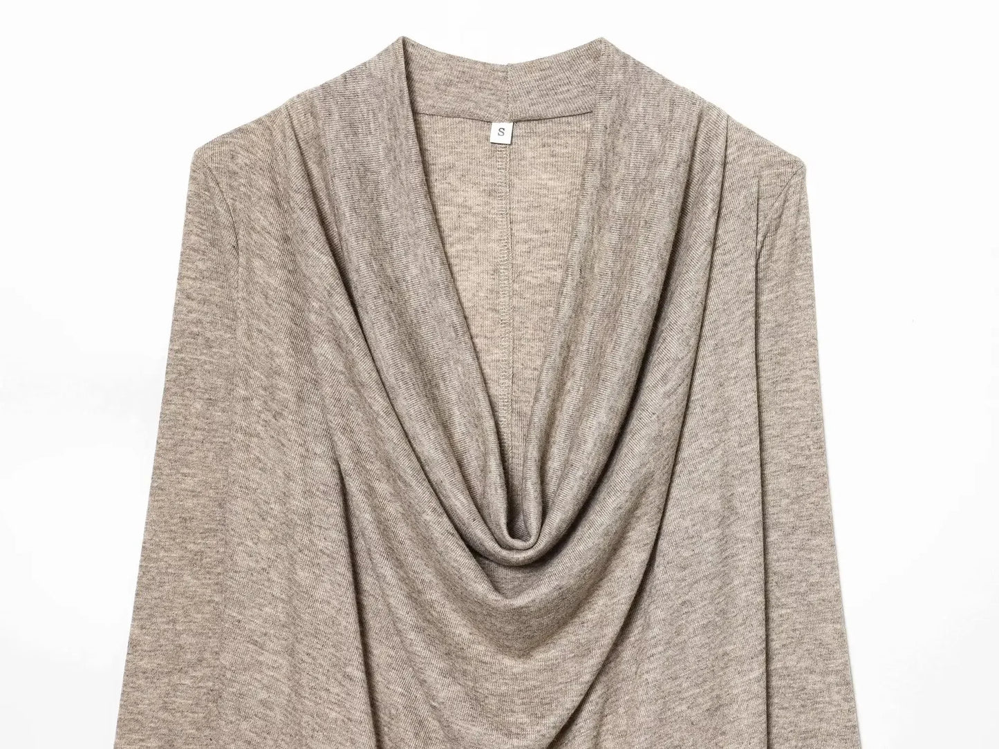 BSAY Knitted T-shirt Women Fashion Autumn Winter Tee Pullover Top Chic Female Long Sleeved draped neckline T-Shirts Mjuer