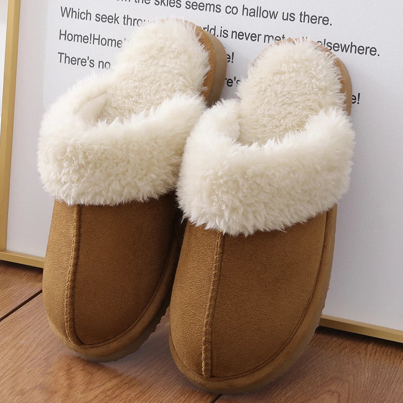 Litfun Fuzzy Platform Slippers For Women Winter Warm House Shoes With Memory Foam Outdoor Anti-Slip Fashion Fur Fluffy Slippers