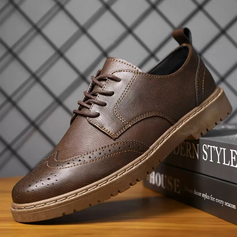 British Style Men Casual Shoes Quality Comfortable Men Leather Shoes Soft Wear-resistant Male Social Dress Shoe Chaussure Hommes