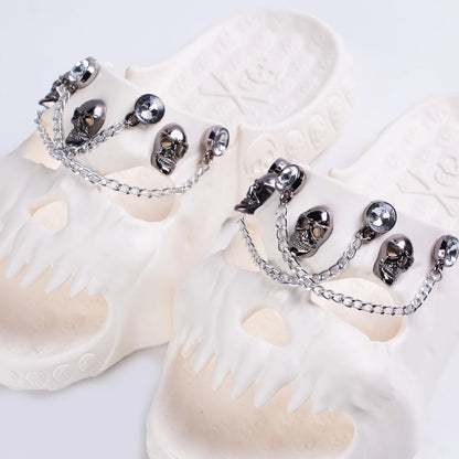 Punk Metal Skull Slippers Summer Men Slippers Novelty Outdoor Clogs Beach Sandals Non-slip Indoor Home Slides Couples Shoes 47