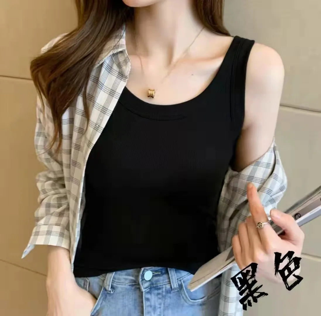 Women's Basic Ribbed Knitted Tank Top Solid Color Elastic Comfortable Sleeveless Camisole Summer Casual Green/Blue Soft Tees