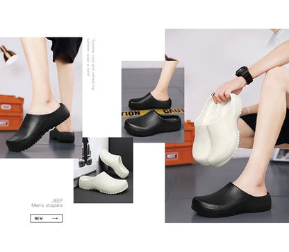 Comwarm Eva Men Clogs Slippers Chef Shoes Non-slip Kitchen Shoes Work Shoes Oil-proof Waterproof and Wear-resistant Rubber Shoes