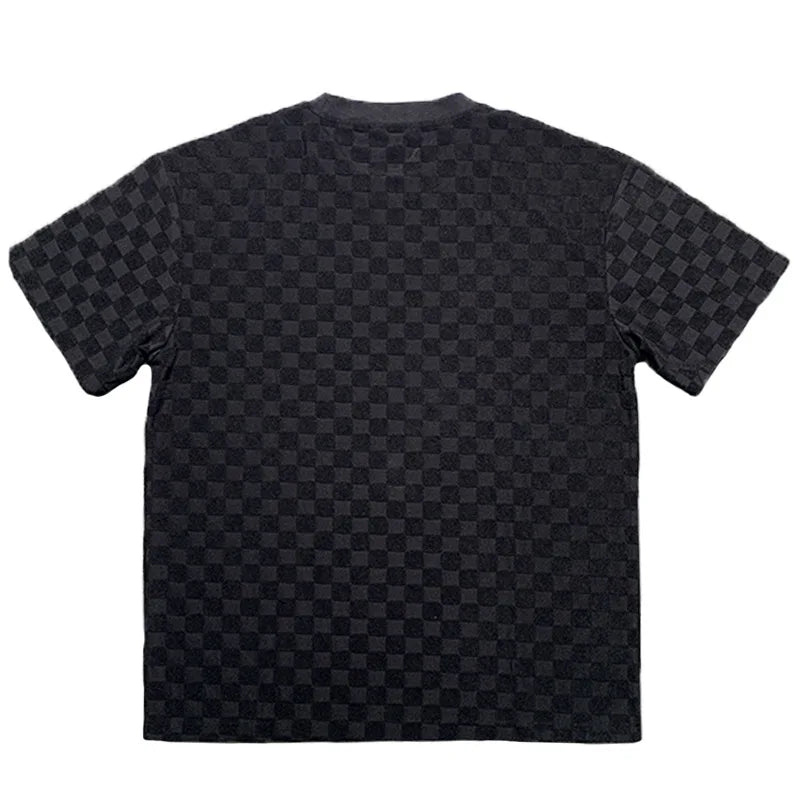 Men's Summer Checkered Loose Two-piece Sports Leisure Suit Short Sleeve T-shirt Shorts Casual Suit Plus Size Fashion Men's Suit