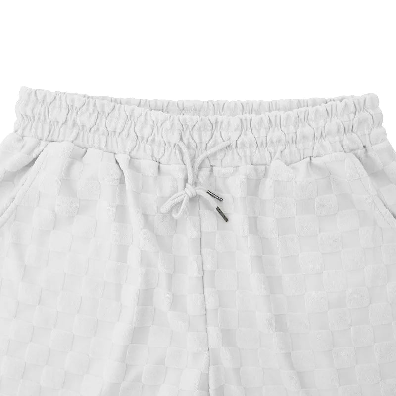 Men's Summer Checkered Loose Two-piece Sports Leisure Suit Short Sleeve T-shirt Shorts Casual Suit Plus Size Fashion Men's Suit