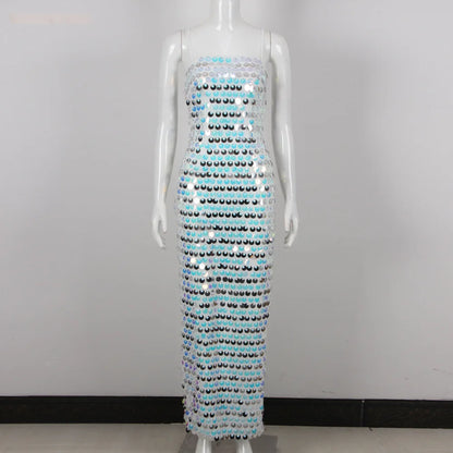 High quality sequin luxury suspender women girl dress, banquet annual party meeting dresses skirt Strap Sleeveless Skinny Shiny