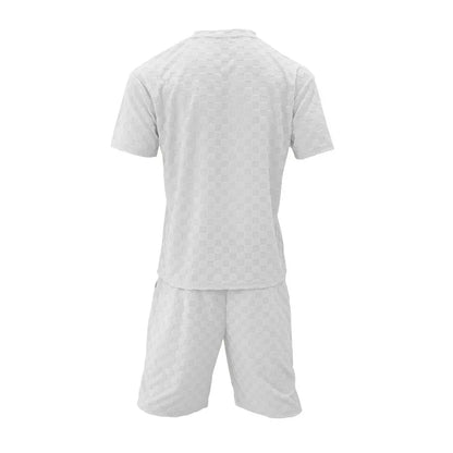 Men's Summer Checkered Loose Two-piece Sports Leisure Suit Short Sleeve T-shirt Shorts Casual Suit Plus Size Fashion Men's Suit