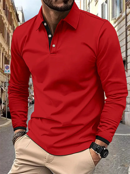 Men's Spring and Autumn Casual Breathable Comfortable Polo Shirt Hot Selling Fashion Men's Business Long Sleeve T-Shirt