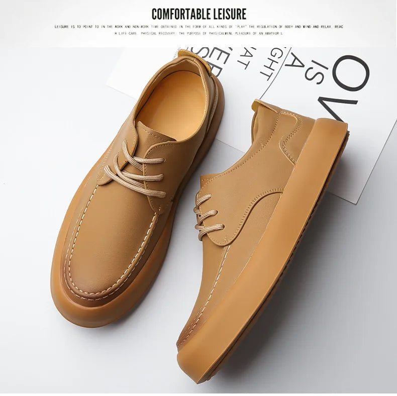 2026 Men Brogue Casual Shoes Men Genuine Leather Shoes Work Boots Business Casual Sneakers Work Personalized Fashionable Shoes