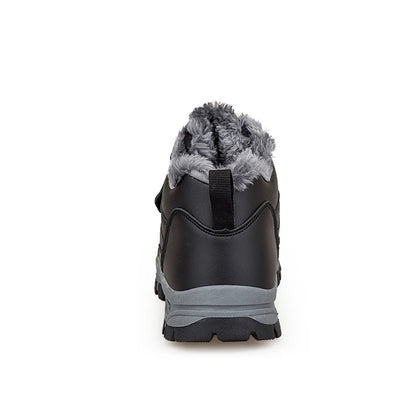 Winter Men Boots Leather Waterproof Outdoor Non-slip Hiking Shoes Unisex Men Women Warm Plush Ankle Boot Big Size 47 48