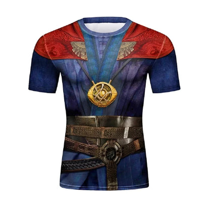Fun Cosplay 3D Printed Armor Jacket For Men Personality Street Hip Hop Crew Neck Short Sleeve Avant-garde Cowboy Warrior T-shirt