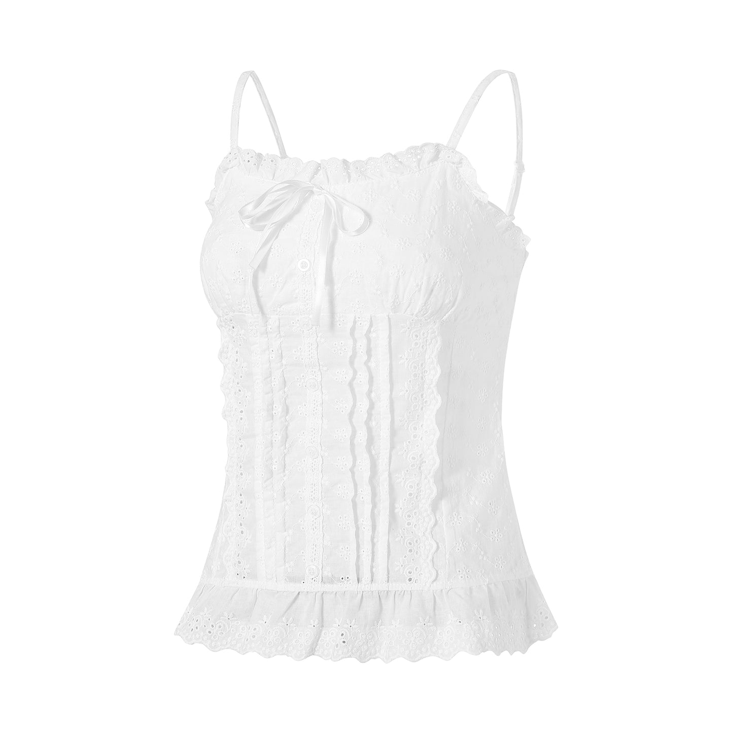 Women Lace White Corset Tank Tops Spaghetti Strap Sleeveless Camisole Tops Y2K Aesthetic Casual Summer Vest Shirts Female
