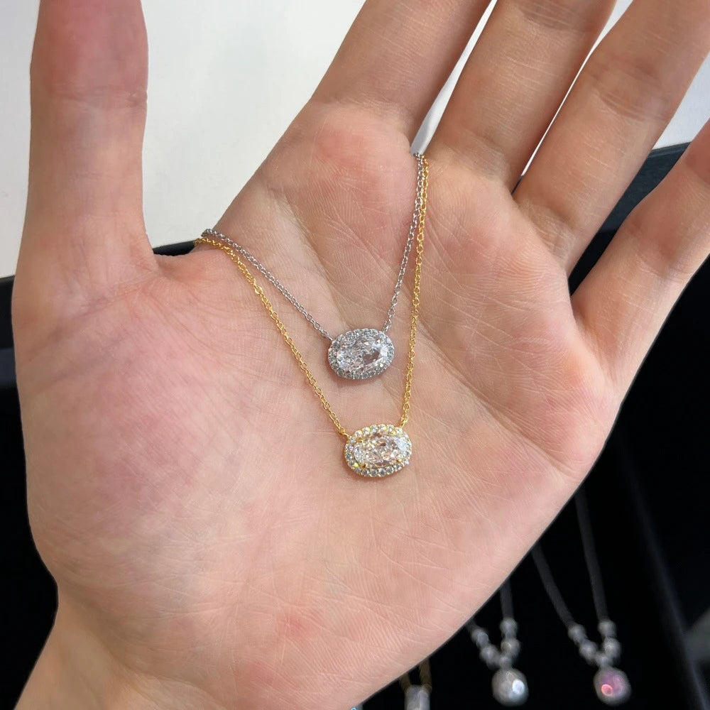 Vinregem Sparkling Crushed Ice Cut Lab Created Sapphire Gems Pendant Necklaces 100% 925 Sterling Silver Fine Jewelry Wholesale