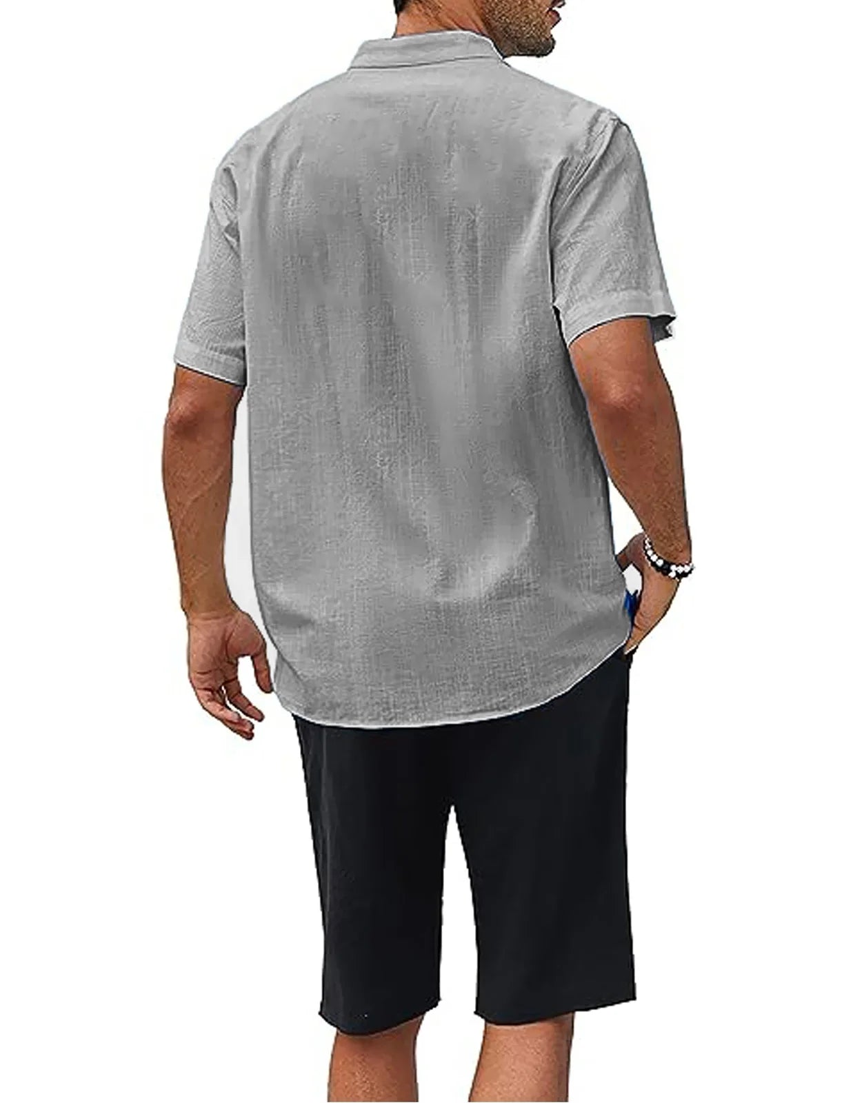 Men's Plus Size Short Sleeve Shirts Cotton Linen Henley Shirts Lightweight Vacation Collar Beach Shirts  Hawaiian T Shirt