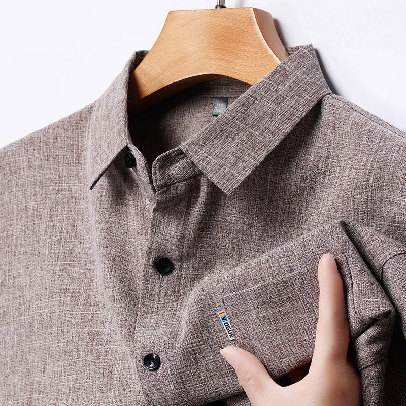 New Men's Business Casual Short Sleeved Printed Shirt with Wrinkle Resistance No Ironing Comfortable All Season Versatile Top