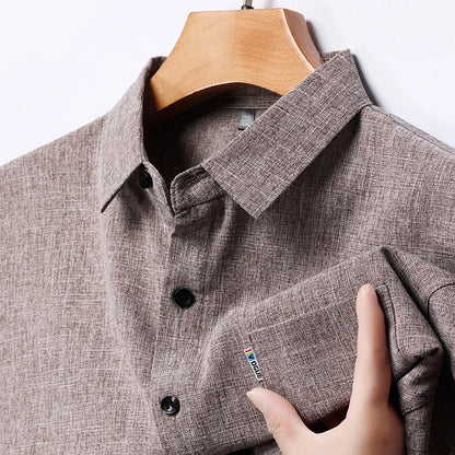 New Men's Business Casual Short Sleeved Printed Shirt with Wrinkle Resistance No Ironing Comfortable All Season Versatile Top