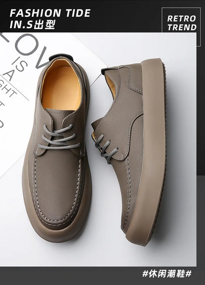2026 Men Brogue Casual Shoes Men Genuine Leather Shoes Work Boots Business Casual Sneakers Work Personalized Fashionable Shoes
