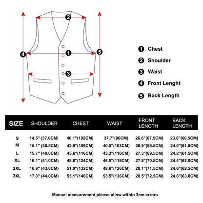 Men's Black Solid Paisley Suit Vest with Necktie Bow Tie Handkerchief Cufflinks Formal Waistcoat for Wedding Prom Tuxedo