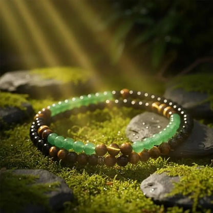 Tiger Eye Long Chain Necklace Bring Good Luck Green Aventurine Beaded Necklace Protection Beaded Long Chain Pendant Necklace