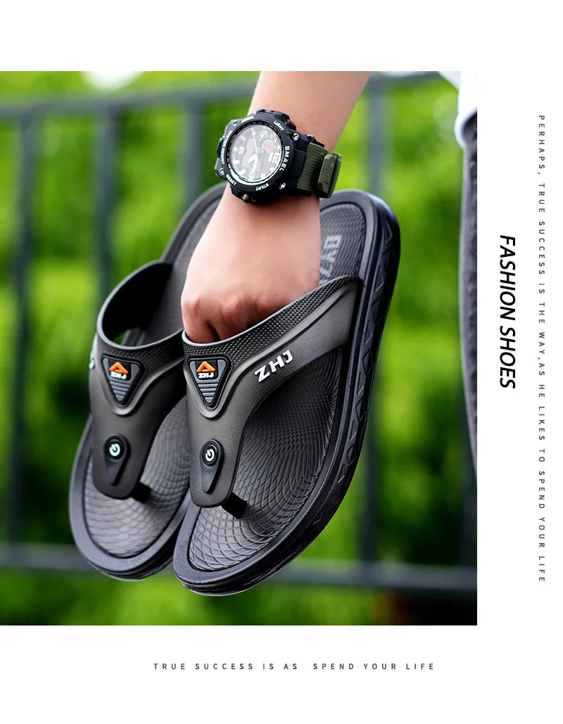 Men's Bathroom Flip Flops Summer Outdoor Anti Slip Men's Casual Beach Slippers