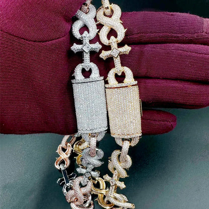 Prong Chain Iced Out Cross Infinity Necklace for Men Choker Real Gold Plated Hip Hop Jewelry