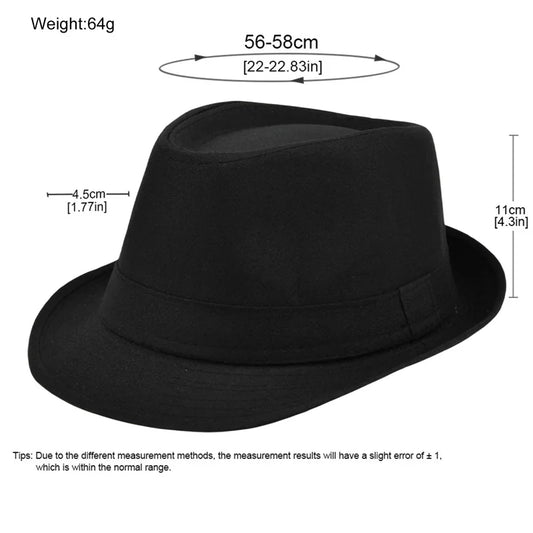 Stylish Solid Color Fedora Hat Unisex Jazz Cap Top Hat Casual Sun Hat for Daily Party Stage Performance Wear